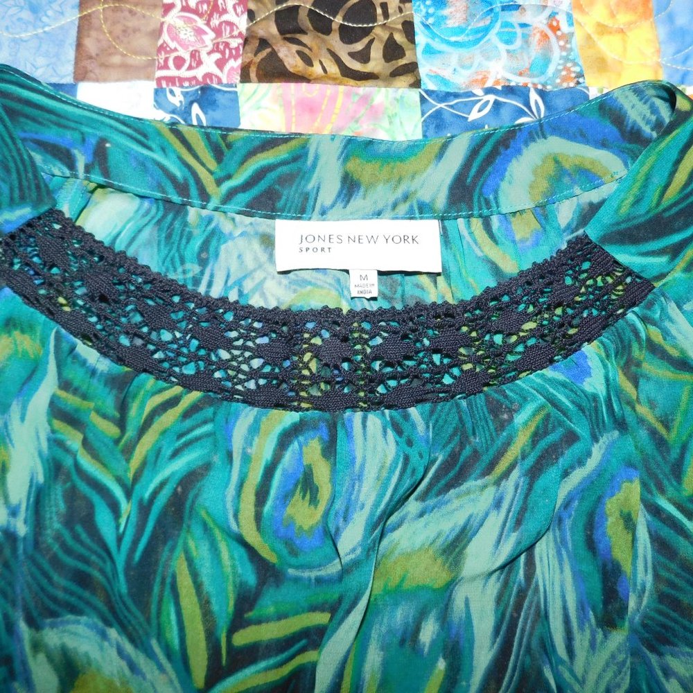 JONES NEW YORK STUNNING L/S KNITTED NECK & SLEEVE BLOUSE~SZ MED - Picture 4 of 7